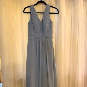 Steel blue Azazie bridesmaid dresses (Flora)